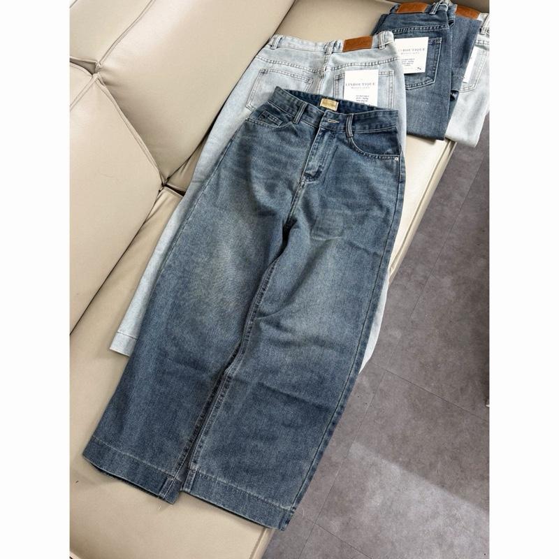 Q101 90cm Quần jean suông nữ dáng lửng 90cm lai to dành cho nấm lùn
