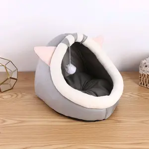 Cat House Tent Gray – Tempat Tidur Hewan Peliharaan Desain Tenda Unik & Nyaman | Size M