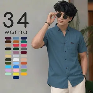 Jack Nobel Kemeja Pria Casual Lengan Pendek Slim Fit Katun Poplin Nyaman Motif Polos Elegan Ukuran L-XXXL 34 Warna Eksklusif Tampil Rapi & Maskulin