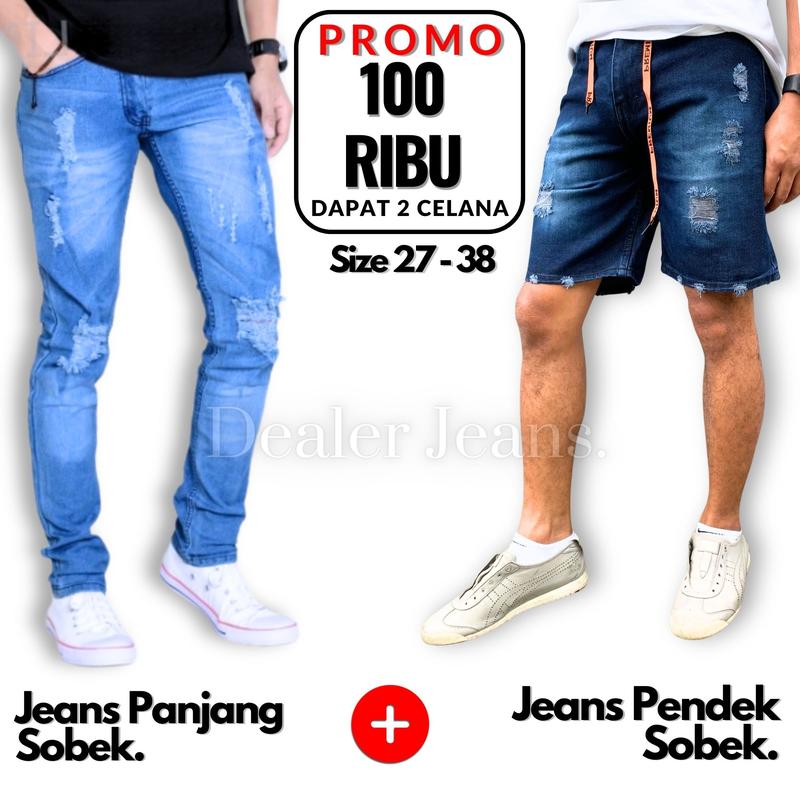 Product Introduction of (2 Pcs 100 RIBUAN) Celana Jeans Sobek Pria Premium Quality Model Terbaru Size 27 - 38 Harga Hemat 2 Pcs Cuma 100Ribuan Bisa Bayar Di Tempat 11
