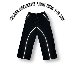 Celana Anak Skena Baggy Pants Terbaru Plat Menyala Laki-laki Perempuan Usia 4-15 Tahun Celana Strip Reflektif Bercahaya Bahan fleece