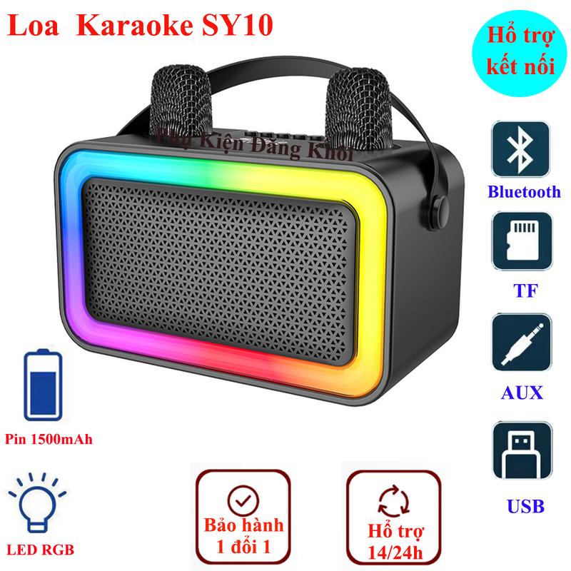 Loa bluetooth hát karaoke SY10 tặng kèm 2 micro có thể thay đổi giọng , hát hay âm thanh lớn loa  tg