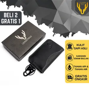 Dompet STNK Mobil Kulit Sapi Asli Leaderbag Terbaru Warna Hitam Premium Atau Gantungan Kunci Kendaraan Motor Kulit Vintage PABLO
