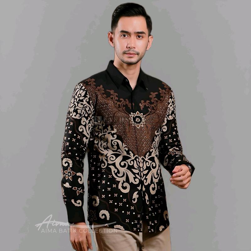 Baju Batik Pria Keren Kemeja Batik Pria Lengan Panjang Batik Seragam Ukuran M L XL XXL Katun 1