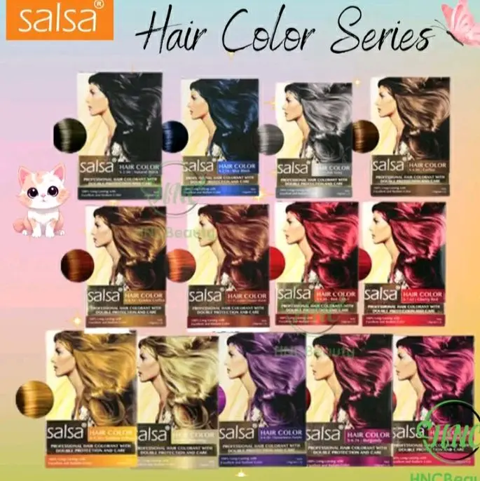 SALSA HAIR COLOR/ SALSA SEMIR RAMBUT/ SALSA PRO COLOR SENSASTION/ SALSA PROFESIONAL HAIR COLOR DOUBLE PROTECTION AND CARE Pewarna Cat Kering Burgundy Coffee Cherry Purple Gray Red