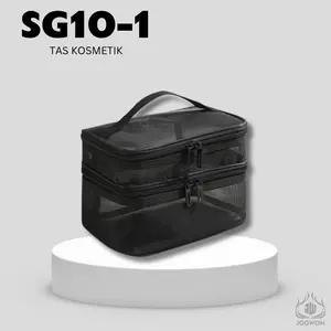 Joowon Tas makeup transparan  / Tas travel kosmetik serbaguna kekinian -SG10-1 Hitam Wanita