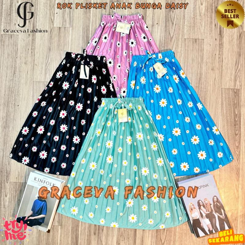 Rok Plisket Anak Motif Bunga - Skirt Pleats Kids Rok Anak Plisket Premium 1