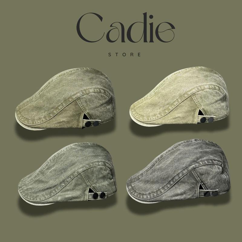 Mũ beret nam nữ CADIE STORE VN vải JEAN mềm mũ nồi cá tính phong cách Hàn Quốc Khóa Hông