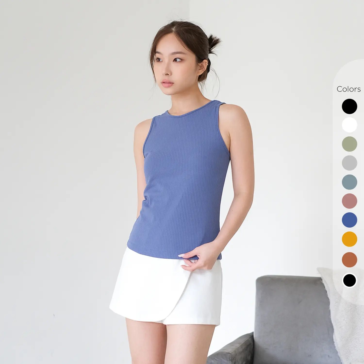 Isla Basic Tanktop Round Neck Stretch - Tanktop Kekinian - Corduroy