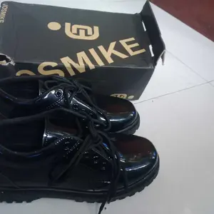 Josmike Sepatu Pria Pantofel Oxford Formal Kerja Kekinian Pdh Berkualitas Hitam Glossy Tali Hitam Kasual