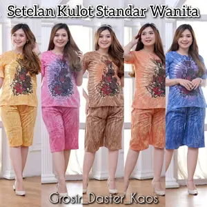 SETELAN KULOT BAHAN KAOS BAJU WANITA SANTAI BUNGA NYAMAN CELANA PENDEK MOTIF CANTIK KEREN MAX BB 65KG