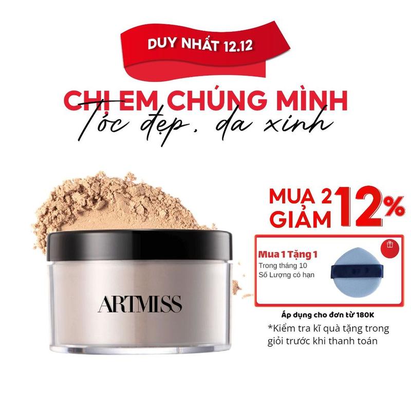 Phấn phủ ARTMISS TRANSPARENT MATTE POWDER kiểm soát dầu nhờn giúp giữ nền lâu trôi 30g Cosmetic Women