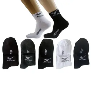 3 Pasang Kaos Kaki Sport Mizuno Unisex - Pria, Wanita - Ukuran Diatas Mata Kaki - Hitam, Panjang Tebal