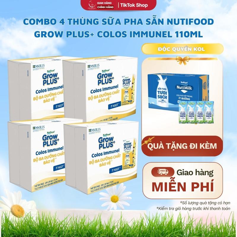   Deal KOC   Combo 4 Thùng Nutifood Growplus Colos Immunel  Grow Vàng  24*110ml 