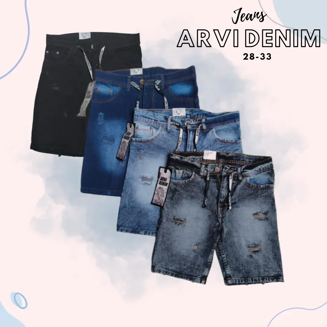 Paket Usaha 6 Pcs Celana Pendek Sobek Premium Arvi Denim Terbaru Jeans Nyaman Pria