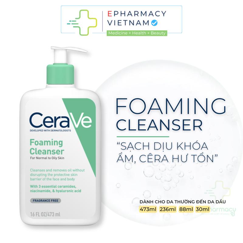 Hứa Ngân x ePhamacy Prime Sữa Rửa Mặt CeraVe Foaming Cleanser Cho Da Dầu Mụn
