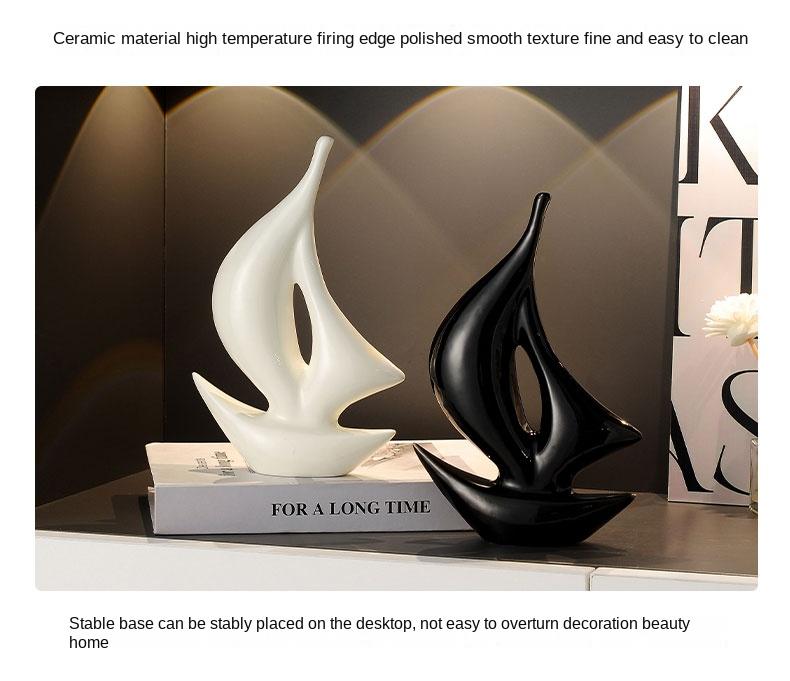 Product Introduction of Simple Modern Ceramic Sailboat Statue Creative TV Cabinet for Living Room Home Decorative Crafts 15