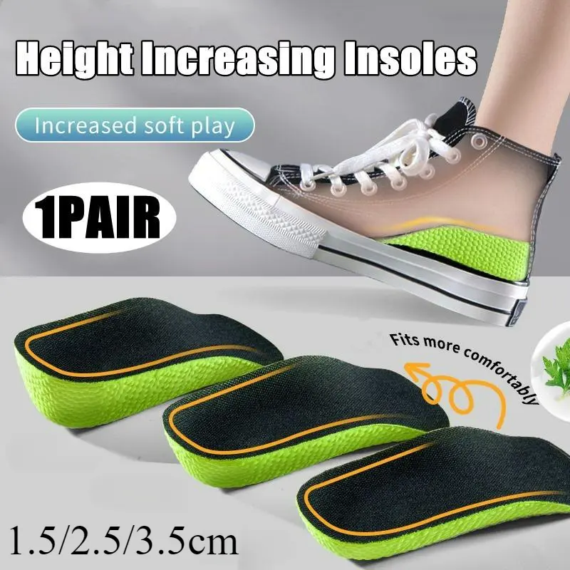 1Pair 1.5/2.5/3.5cm Height Increase Insoles for Men Women Shoes Flat Feet Arch Support Insoles Sneakers Lift Half Shoe Pads