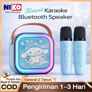 [COD] Speaker Bluetooth K12 Karaoke 3D Stereo Full Bass - Set Dengan 2 Mic, Mini Portable Untuk Keluarga