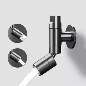 Kran Tembok SUS304 Hitam 360° Putar – Desain Minimalis untuk Kamar Mandi, Taman & Lantai  Anti Karat & Tahan Lama