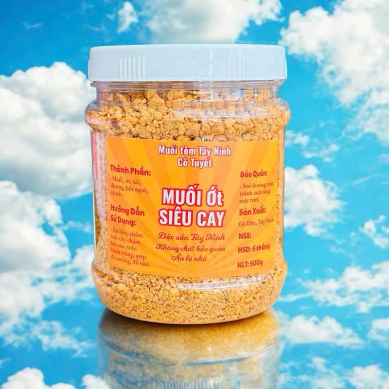  Muối ớt siêu cay,ớt cay vừa Tây Ninh cô Tuyết hũ 500g. 