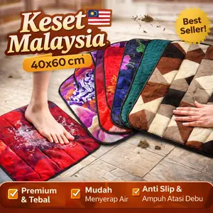 Keset Malaysia 40x60cm Tebal Anti Slip Cepat Serap Air Kain Perca untuk Kamar Mandi & Dapur Premium Random Motif - Lantai