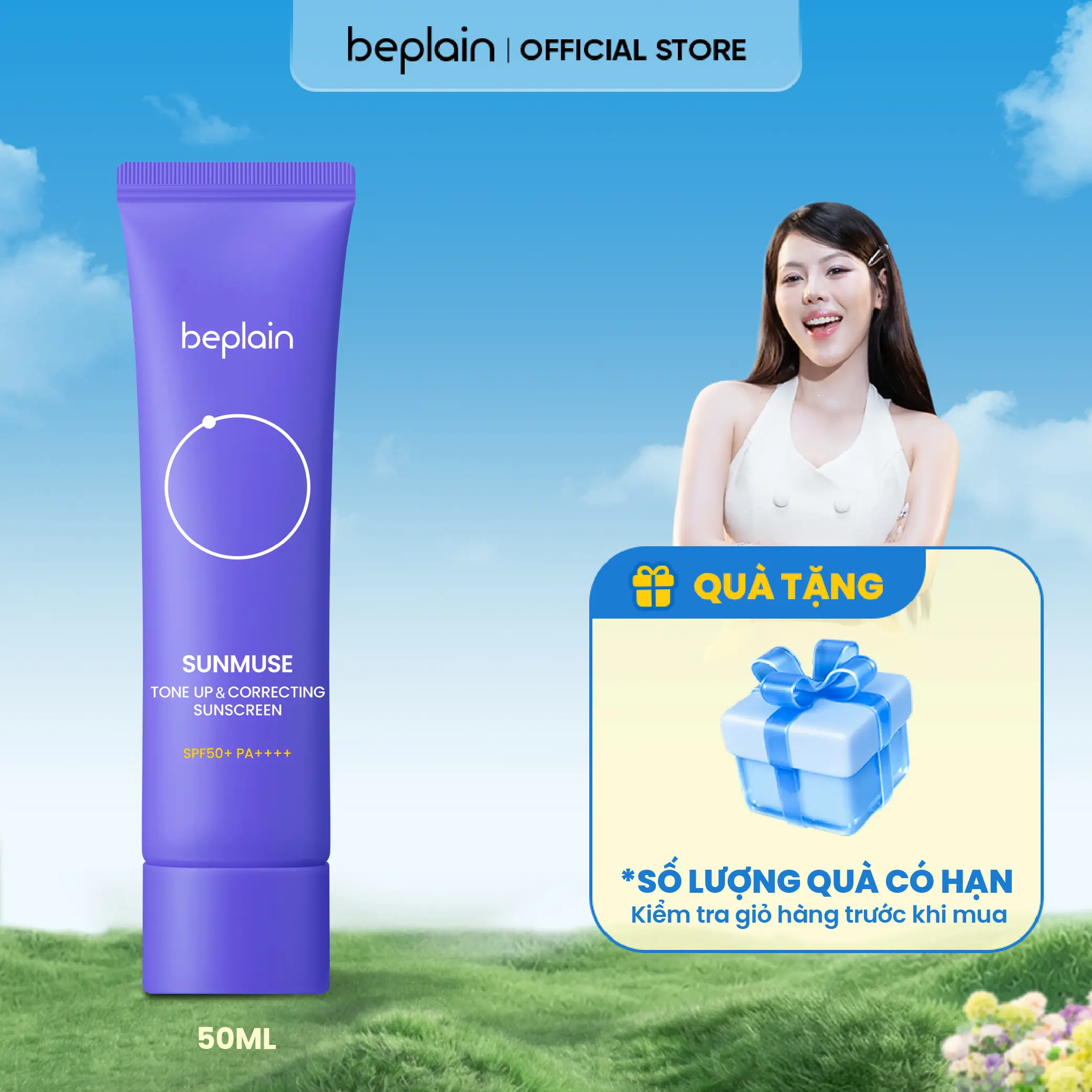 Kem Chống Nắng Beplain Sunmuse Tone-Up & Correcting Sunscreen SPF50+ PA++++ 50ml