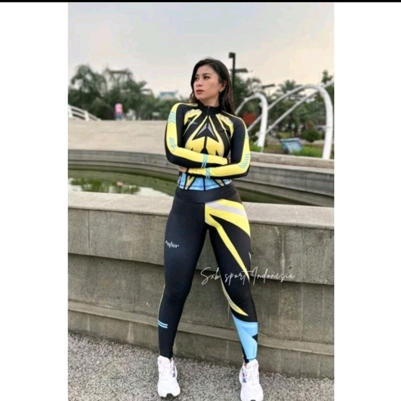 Jaket ketat crop Sxb Sport Jaket dan legging olahraga Senam/Aerobic/zumba/Gym/Fitness Cepat Kering Berpori Nyaman Futsal 1