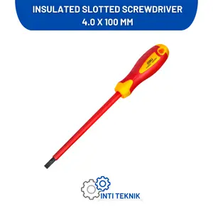 DELI Obeng Listrik MIN 4.0 x 100mm 1000V Cr-V - Insulated Slotted Screwdriver