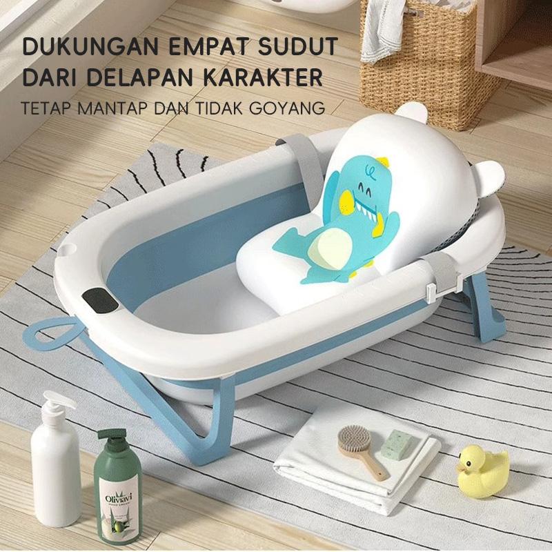 ⚡SUBSIDI 80%⚡ APEXGLOW Bak Mandi Bayi Lipat Portable Dengan Pengukur Suhu & Bantal Mandi Foldable Baby Bath Tub Anti Slip Anti Tenggelam Baby Bath Helper 3