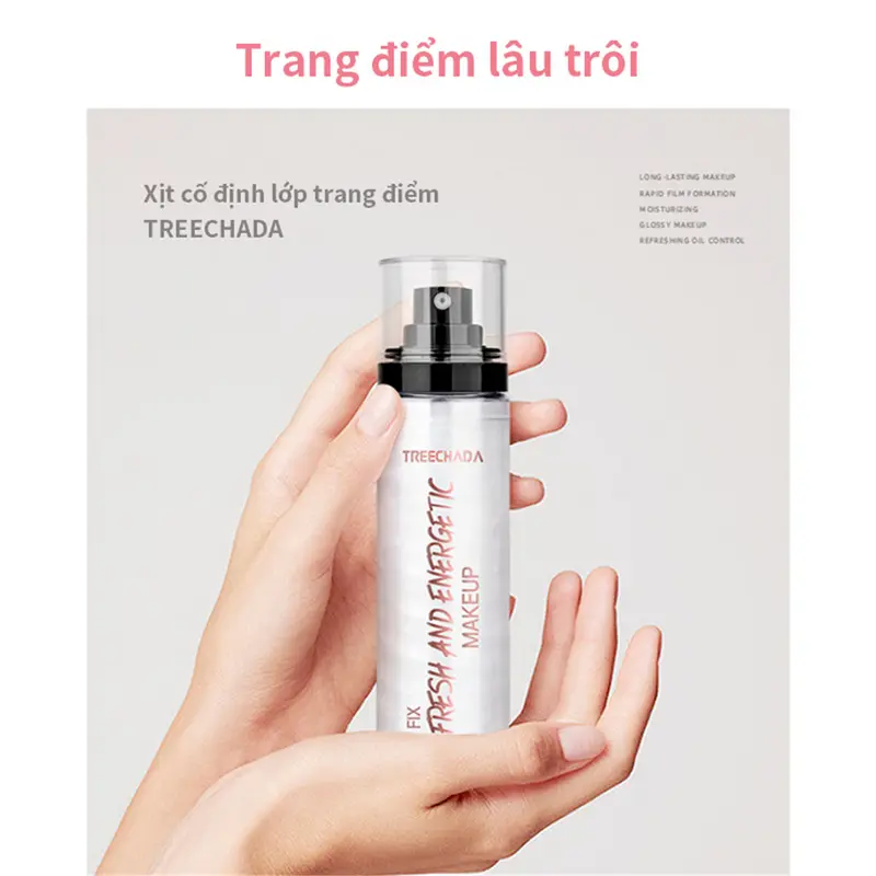 TREECHADA Bình xịt cố định lớp trang điểm Chai xịt khóa cố định lớp trang điểm giờ giữ nền lâu trôi cấp 100 ml x it 5