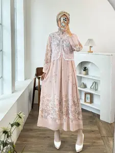 Glamo.id - 50 Dress Midi Wanita / Gamis Busui Terbaru Motif Bunga Premium