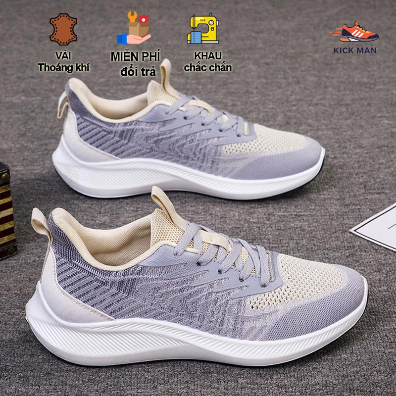 Giày Thể Thao Nam 2025 - Giày Sneaker Hotrend KICK MAN, Chất Liệu Vải Lưới & Da Pu, Đế 3-4cm, Phong Cách Đường Phố Trẻ Trung, Phù Hợp Mọi Hoạt Động Thường Ngày