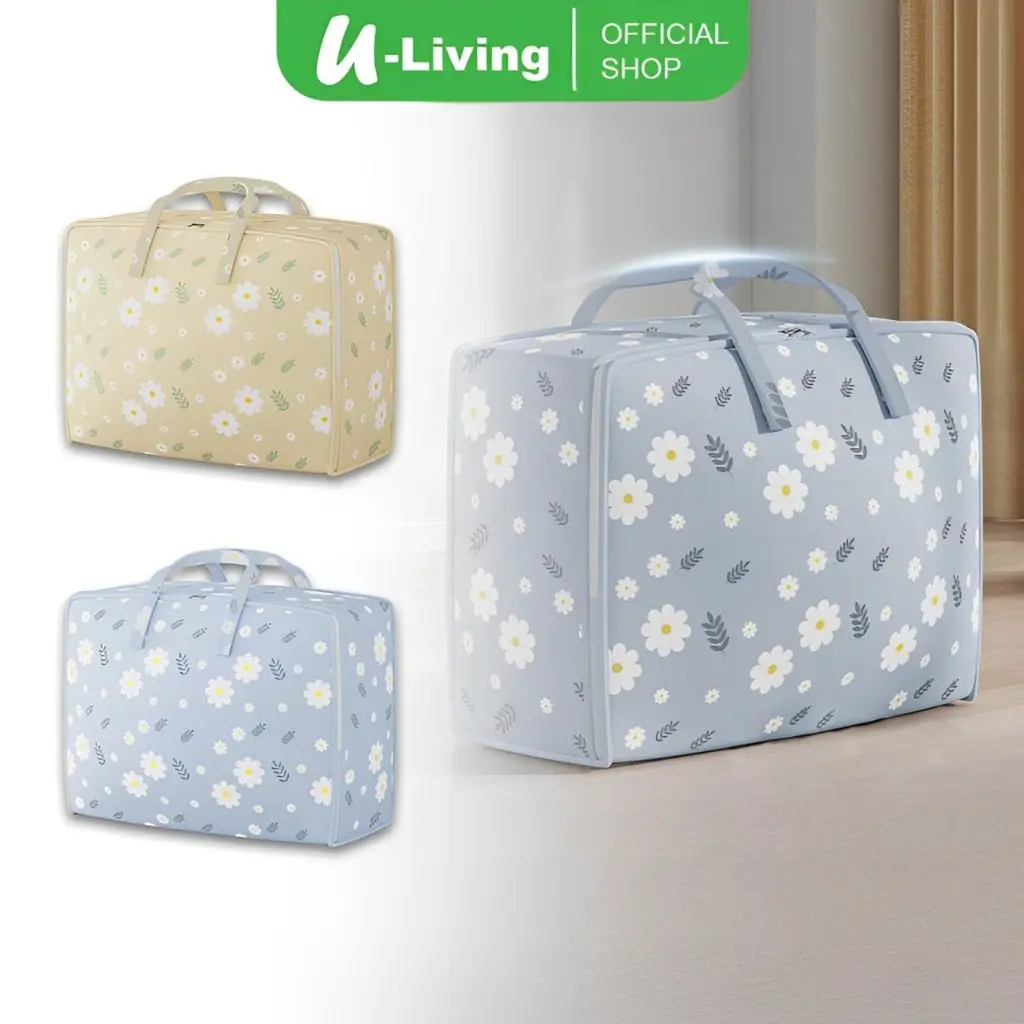 U-Living Tas Travel Tas Penyimpanan Selimut Pakaian Lipat Kotak Penyimpanan Lemari Portabel Resleting Anti Debu TT014
