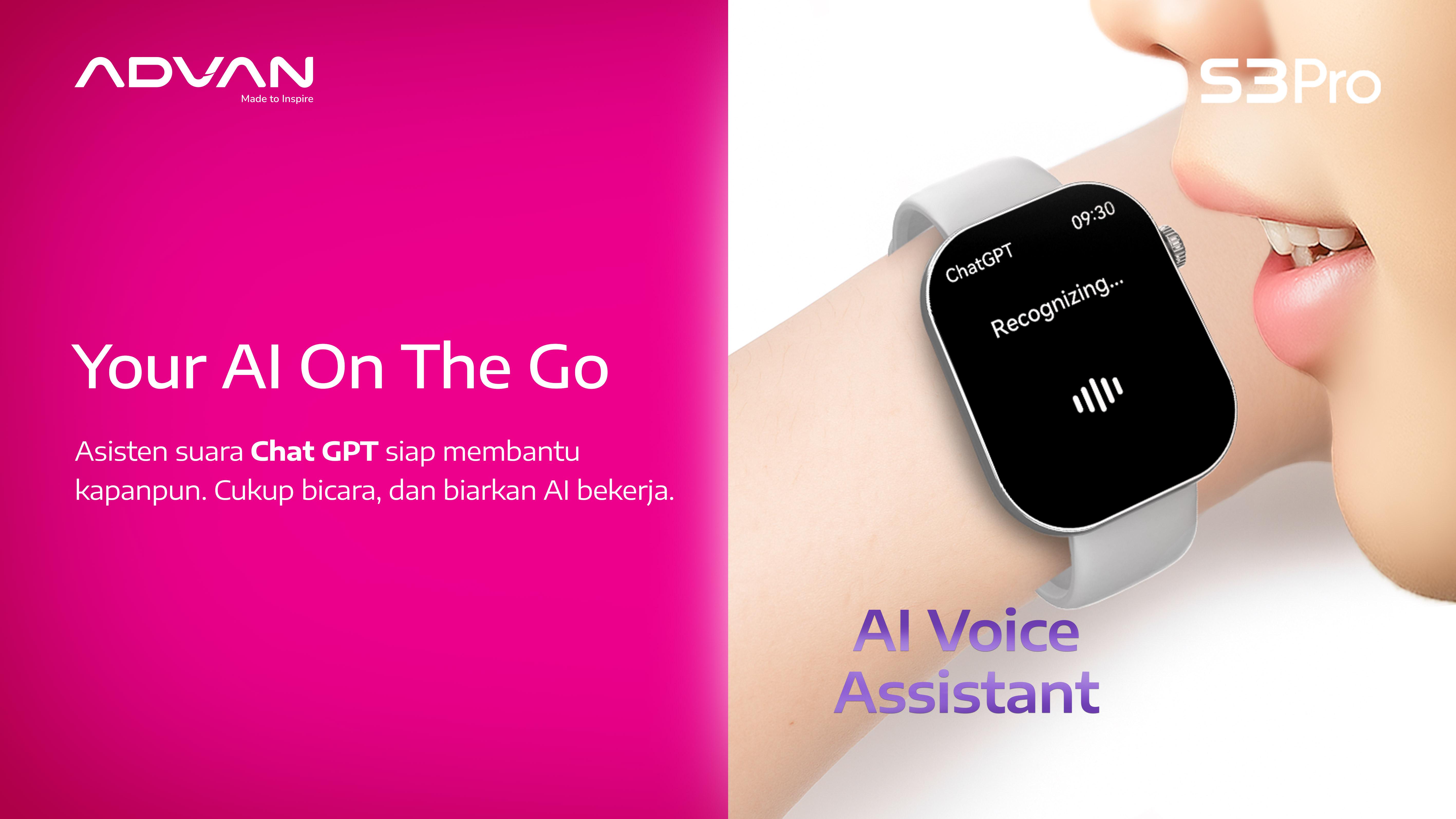 ADVAN Smartwatch S3 Pro 2.01” Metal Body 100+ Sports Modes Smart AI Assistant Wireless Bluetooth Call 5ATM Waterproof Support Strava One Click Health