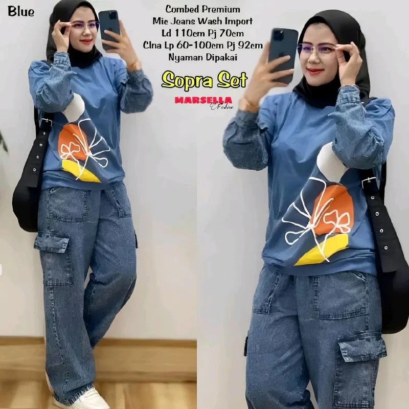 Sopra Set Celana Wanita Terbaru Setelan Celana Jeans Kekinian 2