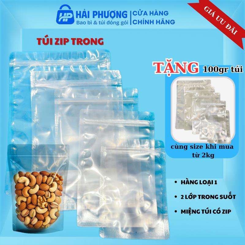  Túi Zip Trong Suốt  0,5kg-1kg-2kg  nhiều kích cỡ Bao bì Hải Phượng túi zip trong loại 1 Tặng 200gr khi mua từ 2kg  đựng các loại hạt ngũ cốc bánh kẹo,... túi  nilon  trong  suốt 