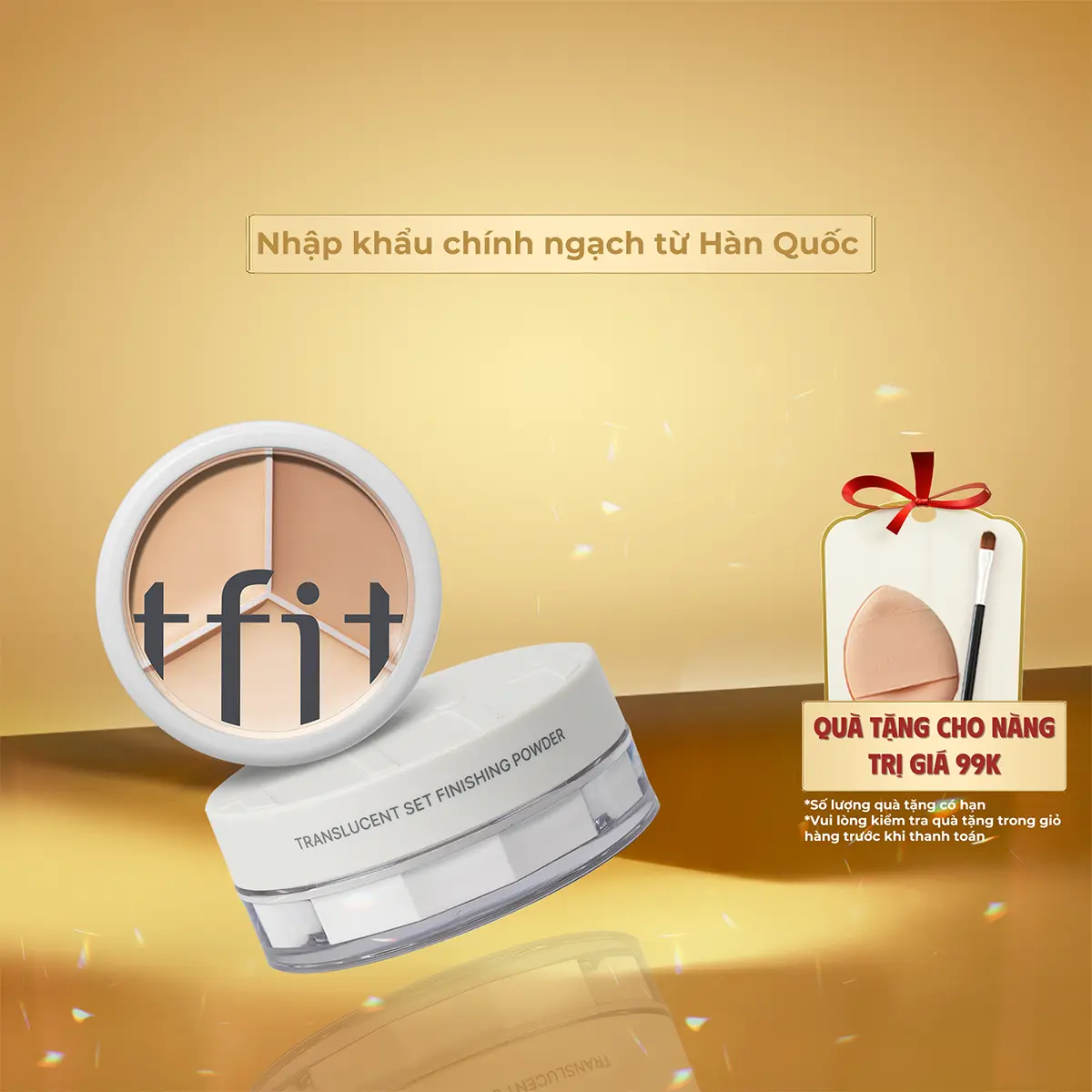 Combo che phủ Tfit Kem che khuyết điểm 3 trong 1 15g và Phấn phủ kiềm dầu cho da ráo mịn 7g