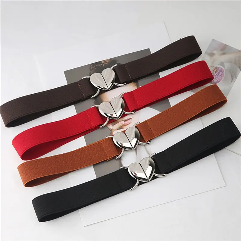 Women Waistbelt Fashion Simple Buckle Elastic Versatile Thin Belt