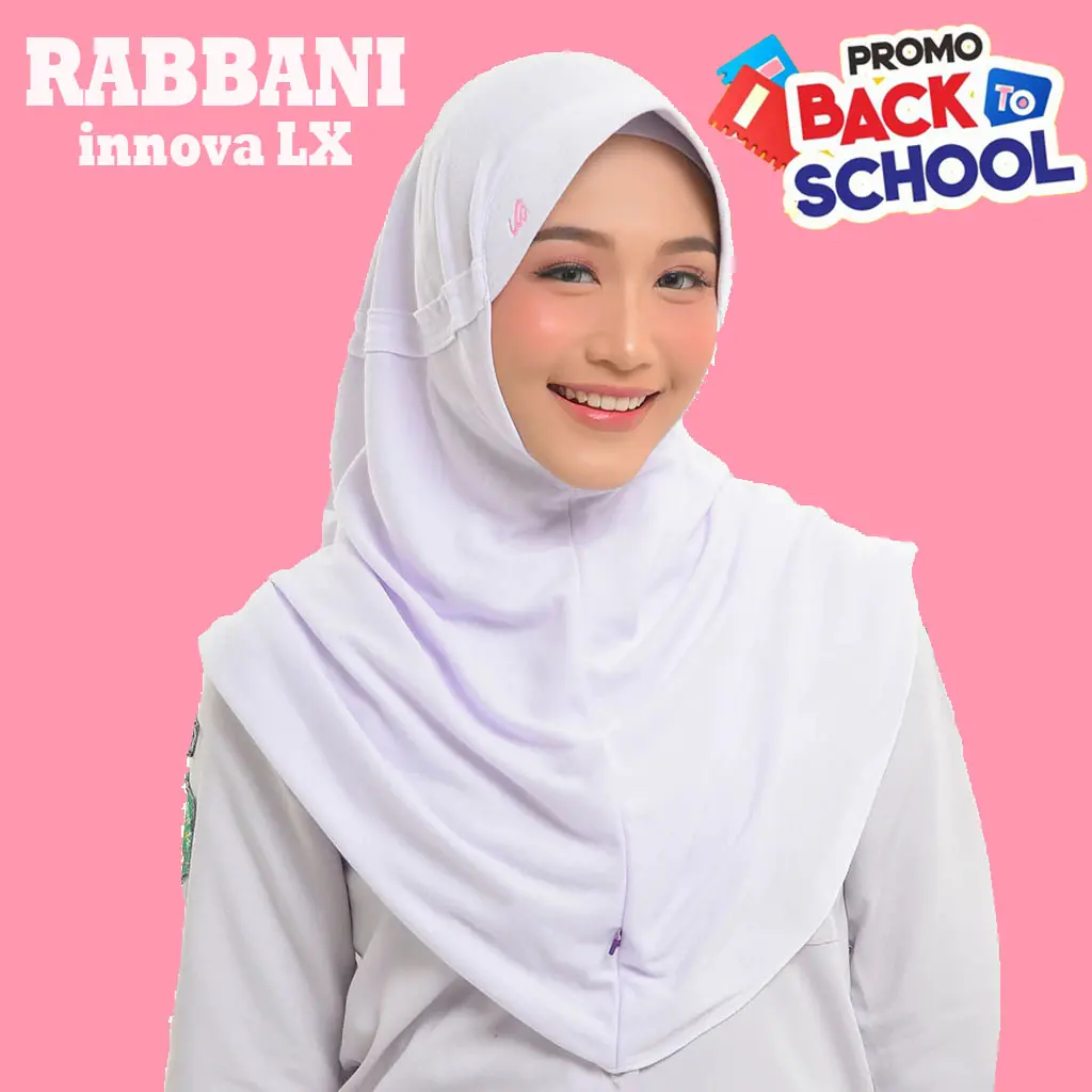 Rabbani ORi- Kerudung Rabbani Asli Innova Lx (Pita Didalam / Serut Dalam) | Kerudung Sekolah Jilbab Instan