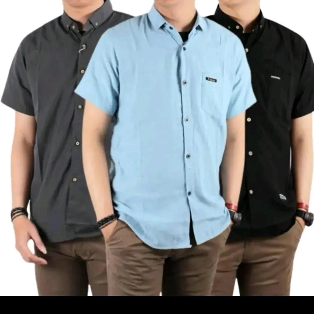 kemeja polos pria lengan pendek casual katun halus kemeja modis modern kekinian termurah Formal Nyaman Santai