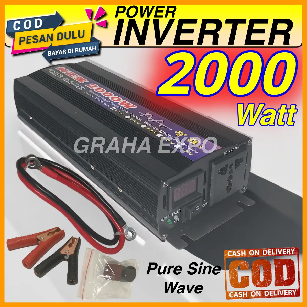 Power Inverter PSW Pure Sine Wave DC 12 to AC 220V 1600W - Shop | Tokopedia