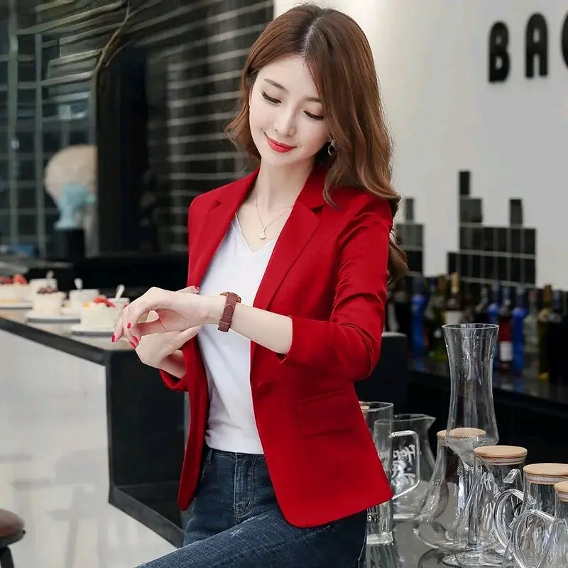 Jas blazer Mantel Wanita Kantor Atasan Wanita Musim Gugur 2024