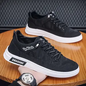 MYLY Sepatu Sneakers New York Hitam Abu Pria Wanita Casual Kanvas Korea Style