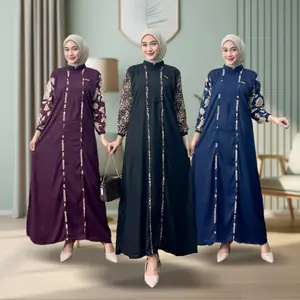 Gamis Aluna Bahan Rayon Twil Adem Halus Tebal Nyaman Resleting Depan Busui friendly