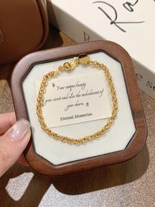 Gelang Pesona Tembaga, SUNQ, Bersalut Emas 18K, Rekaan Hati Berongga Manis, Gelang Tangan Wanita kamassi titanium bangle