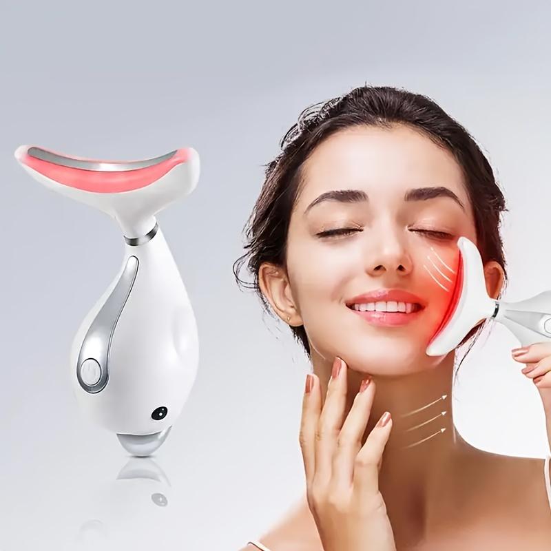 Neck Face Firming Smoothes Wrinkles Tool, Double Chin Reducer Vibration Massager With 3 Color Modes For Wrinkles Appearance And Skin Tightening 7