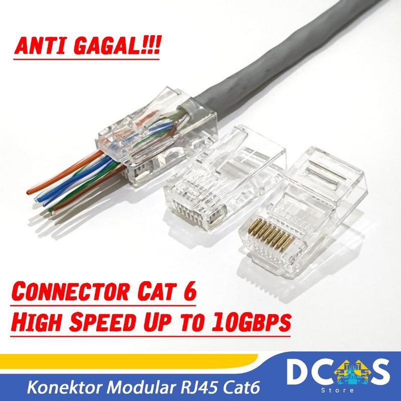 Konektor Modular RJ45 Cat6 Tembus Anti Gagal / Connector Rj4510gbps ...