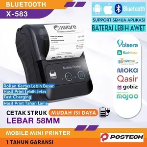 PRINTER KASIR PPOB BLUETOOTH 58MM THERMAL ANDROID IOS BATERAI PORTABLE
