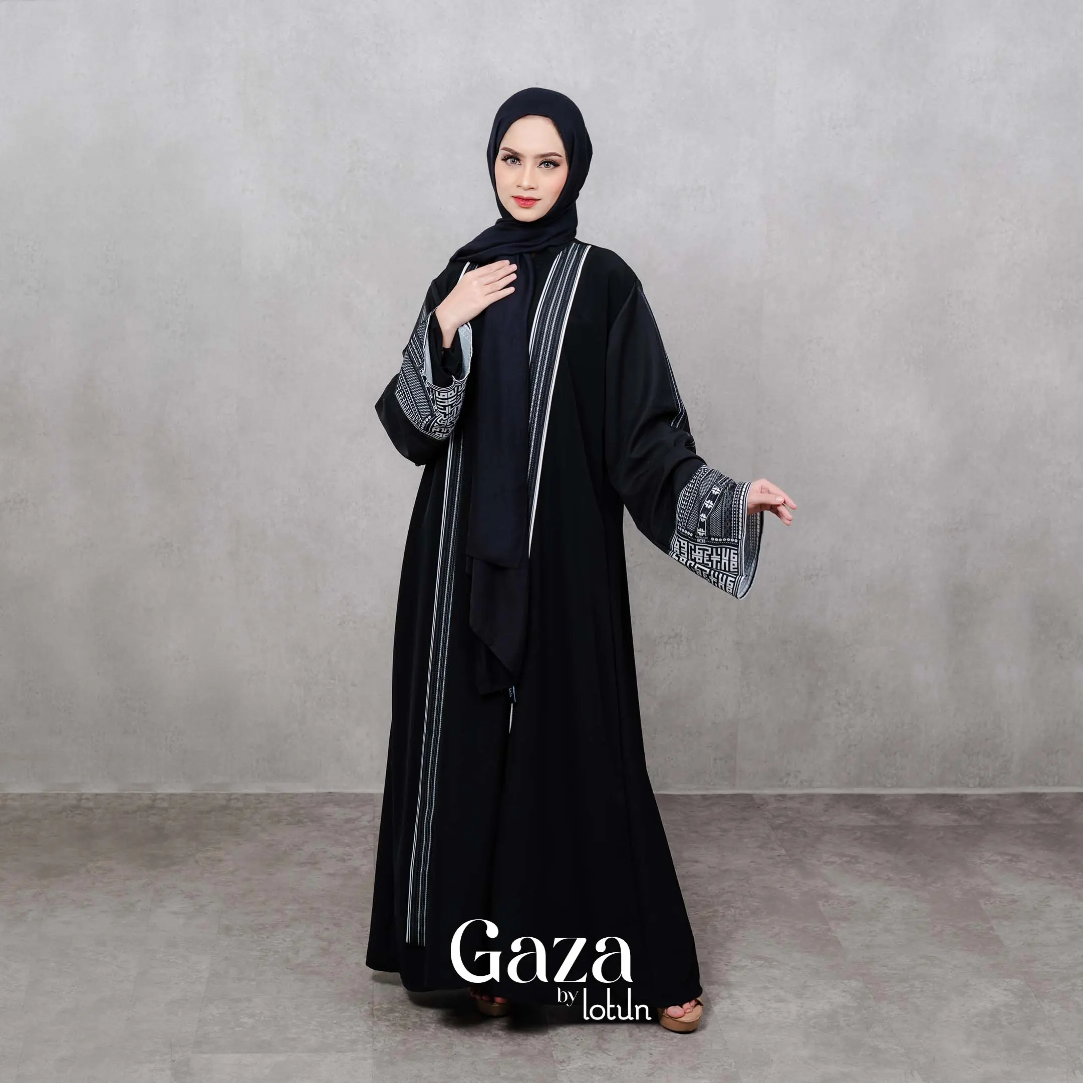 Lotun Gaza Series - Abaya Dress Printing Motif Palestine Material Flowy Premium
